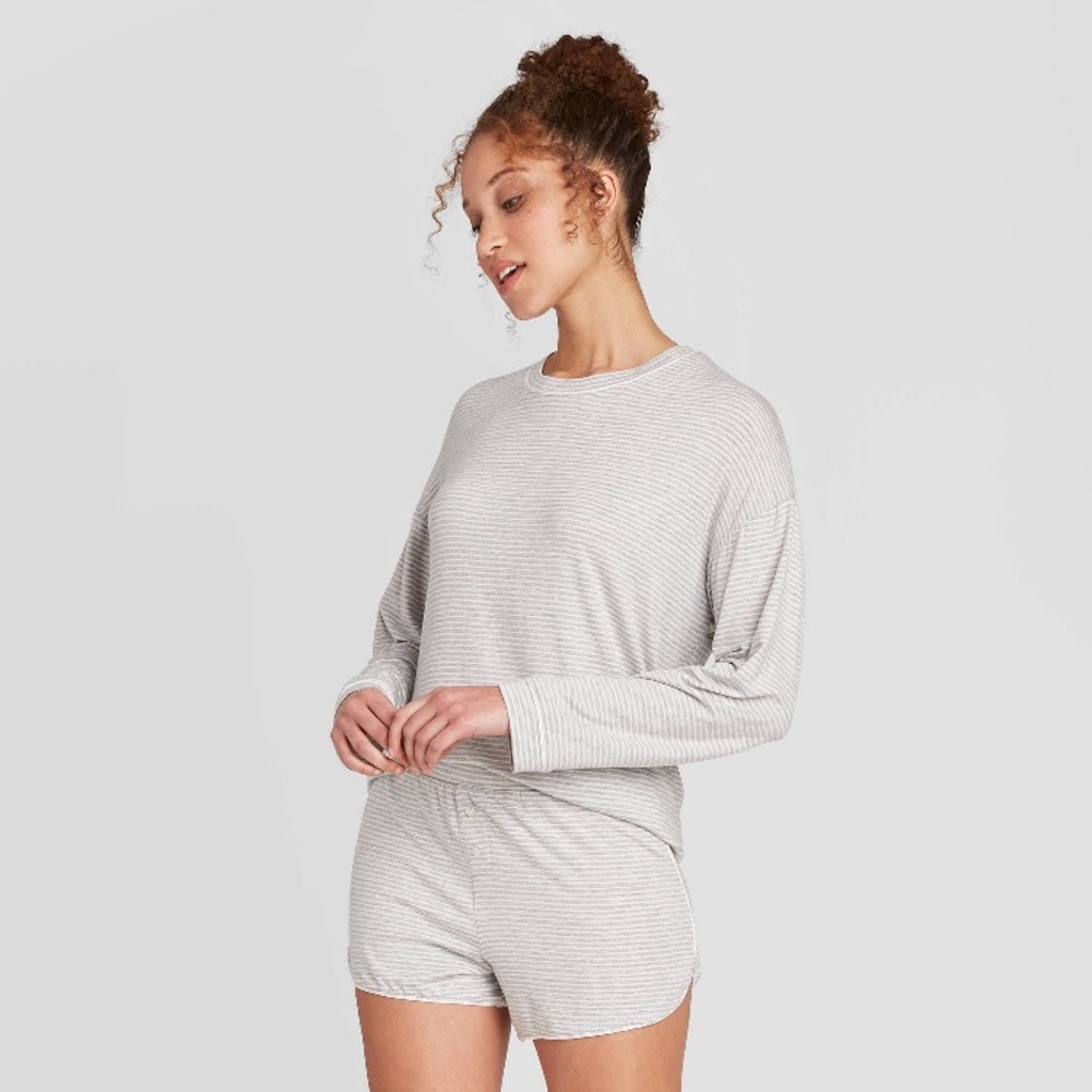Stars Above Long Sleeve Gray Stripe Pajama Set